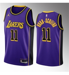 Men Los Angeles Lakers 11 Jalen Hood Schifino Purple 2023 Draft Statement Edition Stitched Basketball Jersey