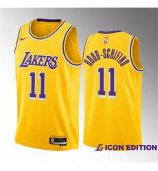 Men Los Angeles Lakers 11 Jalen Hood Schifino Yellow 2023 Draft Icon Edition Stitched Basketball Jersey