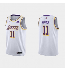 Men Los Angeles Lakers 11 Malik Monk White Stitched Jersey