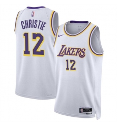 Men Los Angeles Lakers 12 Max Christie White 2024 Association Edition Stitched Basketball Jersey