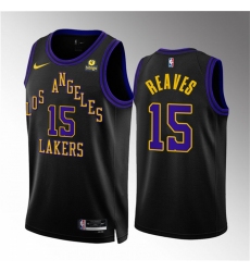 Men Los Angeles Lakers 15 Austin Reaves Black 2023 24 City Edition Stitched Basketball Jersey