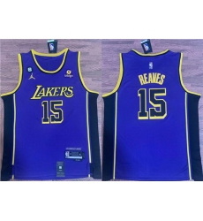 Men Los Angeles Lakers 15 Austin Reaves Purple With NO 6 Patch Stitched Basketball Jersey