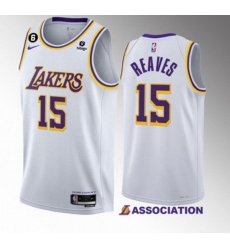 Men Los Angeles Lakers 15 Austin Reaves White Association Edition With NO 6 Patch Stitched Basketball Jersey 001