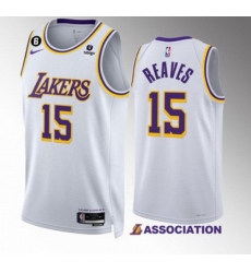Men Los Angeles Lakers 15 Austin Reaves White Association Edition With NO 6 Patch Stitched Basketball Jersey