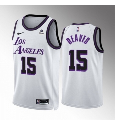Men Los Angeles Lakers 15 Austin Reaves White City Edition Stitched Basketball Jersey