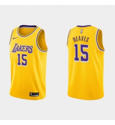 Men Los Angeles Lakers 15 Austin Reaves Yellow Stitched Jersey