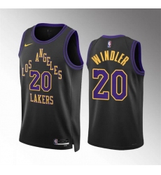 Men Los Angeles Lakers 20 Dylan Windler Black 2023 24 City Edition Stitched Basketball Jersey