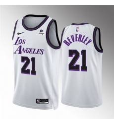 Men Los Angeles Lakers 21 Patrick Beverley White City Edition Stitched Basketball Jersey