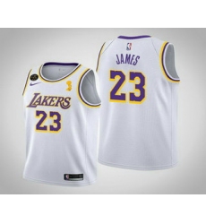 Men Los Angeles Lakers 23 LeBron James 2020 NBA Finals Champions Association White Jersey