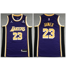 Men Los Angeles Lakers 23 LeBron James Bibigo Purple Stitched Basketball Jersey