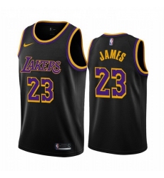 Men Los Angeles Lakers 23 LeBron James Black NBA Swingman 2020 21 Earned Edition Jersey