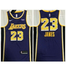 Men Los Angeles Lakers 23 LeBron James Purple With KB Patch NEW 2021 Nike Wish AU Stitched NBA Jersey