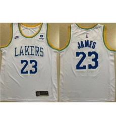 Men Los Angeles Lakers 23 LeBron James White Stitched Basketball Jersey