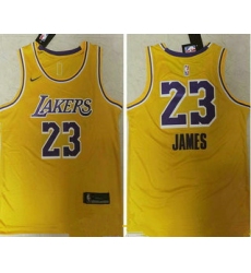 Men Los Angeles Lakers 23 LeBron James Yellow NEW 2021 Nike Swingman Stitched NBA Jersey_ u526F u672C