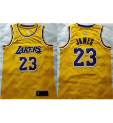 Men Los Angeles Lakers 23 LeBron James Yellow Stitched Basketball Jersey