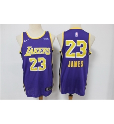 Men Los Angeles Lakers 23 Lebron James Purple Nike Swingman Jersey