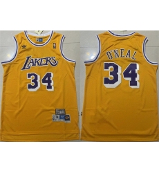 Men Los Angeles Lakers  2334 Shaquille O'Neal Yellow Throwback Basketball Jersey