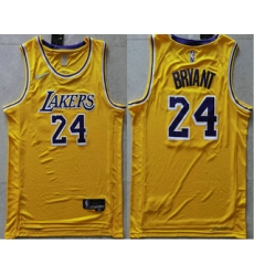 Men Los Angeles Lakers 24 Kobe Bryant 75th Anniversary Diamond Gold 2021 Stitched Basketball Jersey