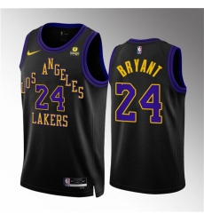 Men Los Angeles Lakers 24 Kobe Bryant Black 2023 24 City Edition Stitched Basketball Jersey