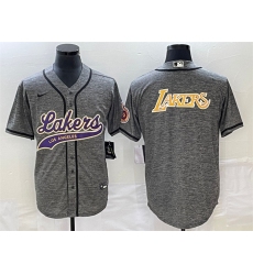 Men Los Angeles Lakers 24 Kobe Bryant Gray Cool Base With Patch Stitched Baseball Jerseys