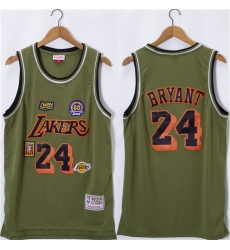Men Los Angeles Lakers 24 Kobe Bryant Olive Salute Stitched Basketball Jersey