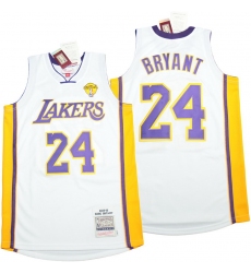Men Los Angeles Lakers 24 Kobe Bryant White 2009 10 Throwback Jerseys