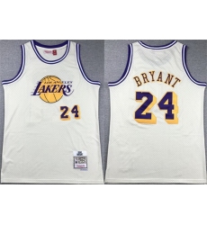 Men Los Angeles Lakers 24 Kobe Bryant White Throwback Basketball Jersey