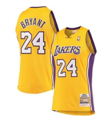 Men Los Angeles Lakers 24 Kobe Bryant Yellow 2008 09 Throwback Basketball Jersey
