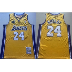 Men Los Angeles Lakers 24 Kobe Bryant Yellow 2009 10 Stitched Basketball Jersey