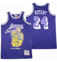 Men Los Angeles Lakers 24 Kobe Bryant skeleton purple Stitched Jerseys