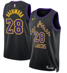 Men Los Angeles Lakers 28 Rui Hachimura Black 2023 24 City Edition Stitched Basketball Jersey