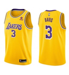 Men Los Angeles Lakers 3 Anthony Davis Bibigo Yellow Stitched Basketball Jersey