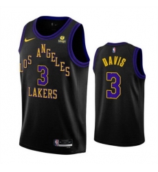 Men Los Angeles Lakers 3 Anthony Davis Black 2023 24 City Edition Stitched Basketball Jersey