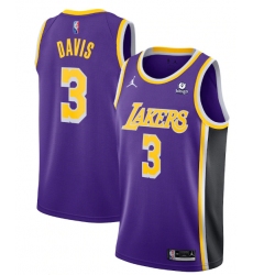 Men Los Angeles Lakers 3 Anthony Davis Purple 75th Anniversary Stitched Jersey