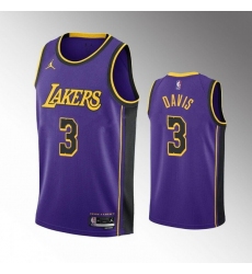 Men Los Angeles Lakers 3 Anthony Davis Statement Edition Purple Stitched Basketball Jersey