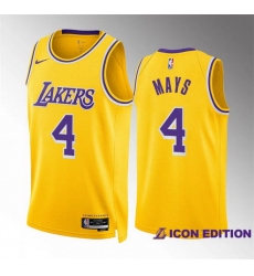 Men Los Angeles Lakers 4 Skylar Mays Yellow Icon Edition Stitched Basketball Jersey
