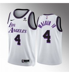 Men Los Angeles Lakers 4 Walker IV White City Edition Stitched Basketball Jersey