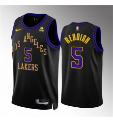 Men Los Angeles Lakers 5 Cam Reddish Black 2023 24 City Edition Stitched Basketball Jersey