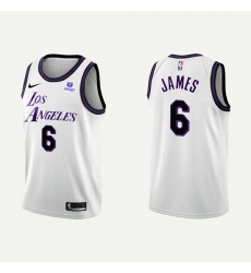 Men Los Angeles Lakers 6 LeBron James 2022 23 White Stitched Basketball Jersey