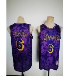 Men Los Angeles Lakers 6 LeBron James 2022 Purple Lunar New Year Tiger CNY 4 0 HWC Stitched Basketball Jersey