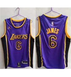 Men Los Angeles Lakers 6 LeBron James Purple Stitched Basketball Jersey