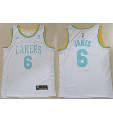 Men Los Angeles Lakers 6 LeBron James White Stitched Basketball Jersey