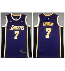Men Los Angeles Lakers 7 Carmelo Anthony Purple Stitched Basketball Jersey