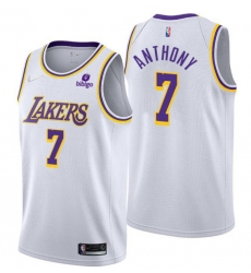 Men Los Angeles Lakers 7 Carmelo Anthony White 75th Anniversary Stitched Basketball Jersey