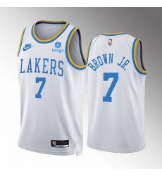 Men Los Angeles Lakers 7 Troy Brown Jr  2022 23 White Classic Edition Stitched Basketball Jersey