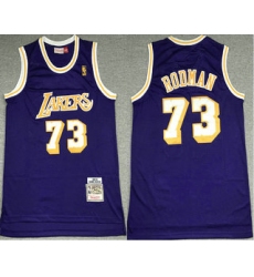 Men Los Angeles Lakers 73 Dennis Rodman Purple 1998 99 Hardwood Classics Soul Swingman Stitched NBA Throwback Jersey