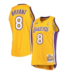 Men Los Angeles Lakers 8 Kobe Bryant Gold Throwback Stitched Basketball Jersey
