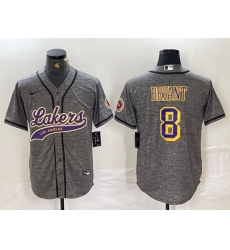Men Los Angeles Lakers 8 Kobe Bryant Grey Cool Base Stitched Baseball Jersey