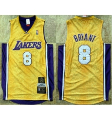 Men Los Angeles Lakers 8 Kobe Bryant Yellow 2001 02 Hardwood Classics Soul AU Throwback Jersey