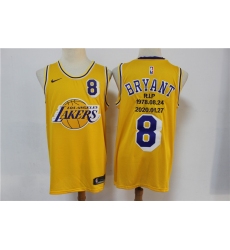 Men Los Angeles Lakers 8 Kobe Bryant Yellow Nike R.I.P Swingman Fas